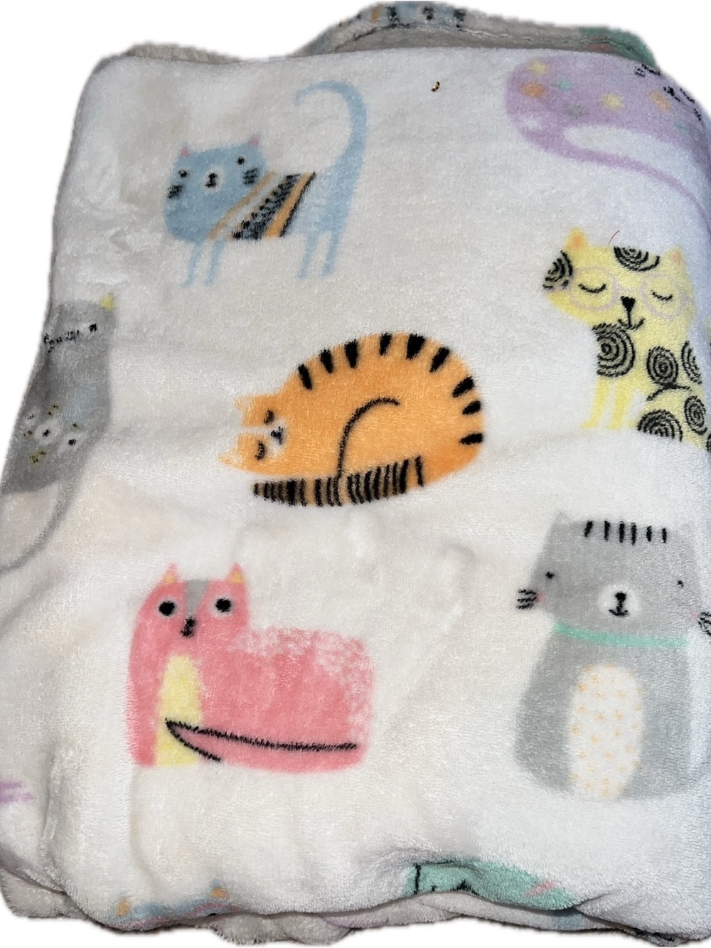 🔴White Cat Kitten Animal Friends Plush Throw Lap Blanket Covering 50 x 60